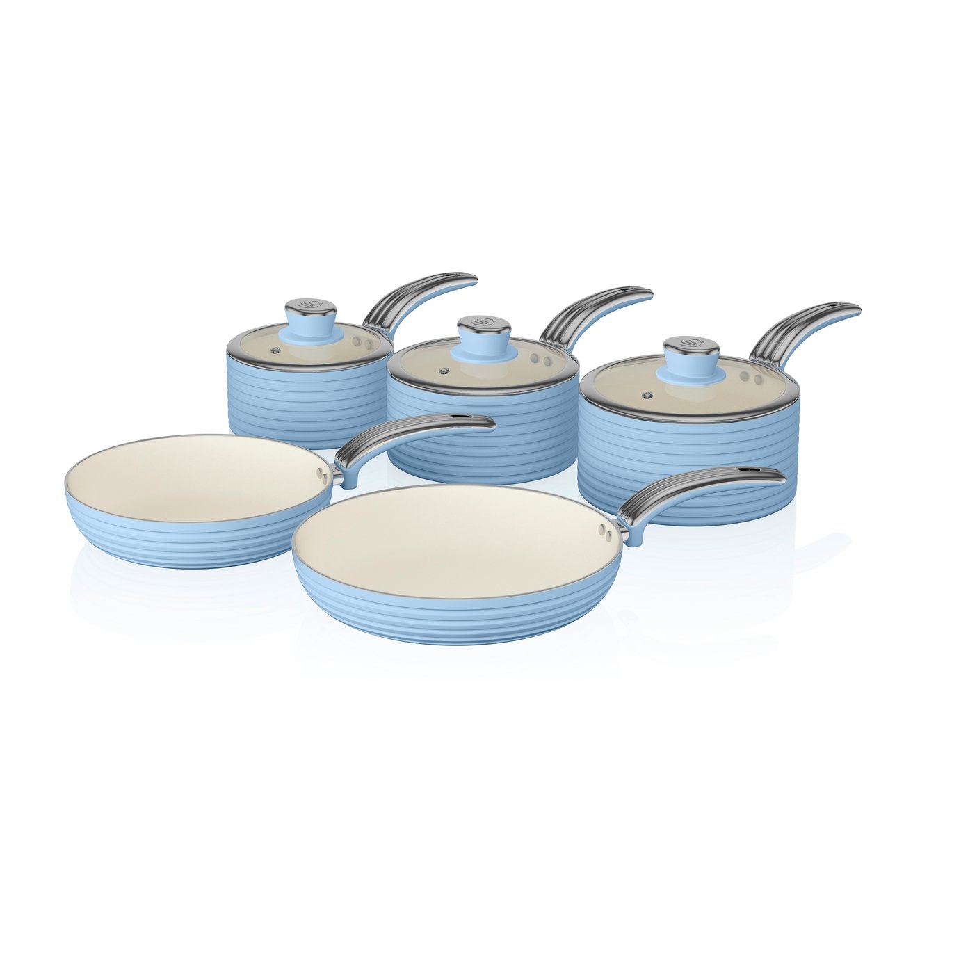 Swan Retro 5 Piece Pan Set - Blue