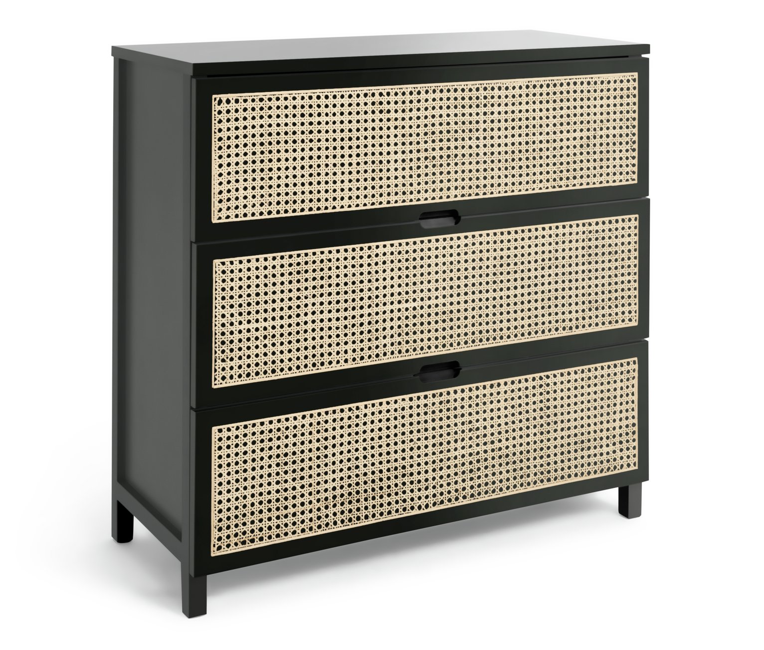 Habitat Peio Rattan 3 Drawer Chest - Black