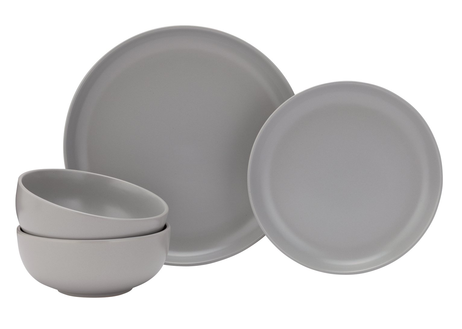 Habitat 12 Piece Stoneware Dinner Set - Matt Grey