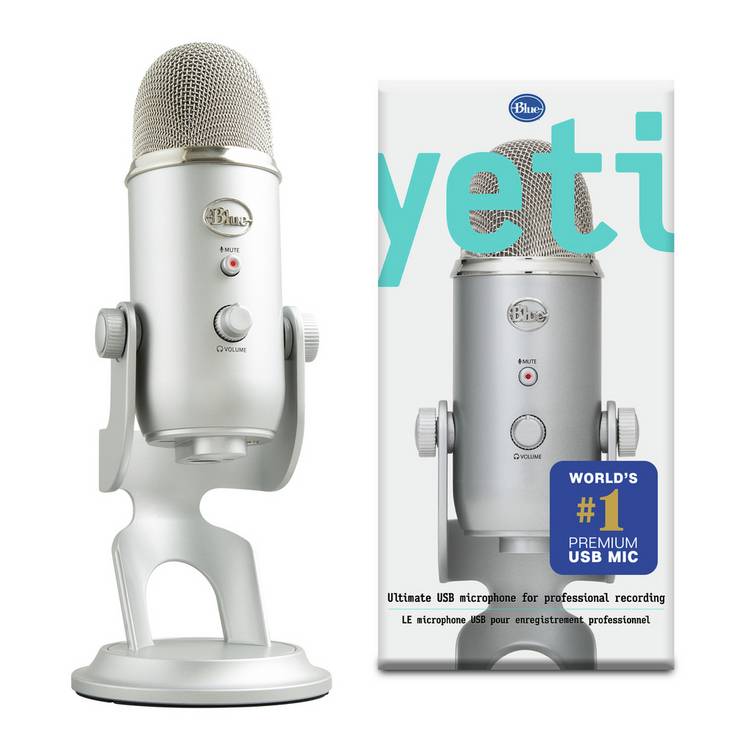 Blue Yeti USB Streaming Gaming Podcast PC Microphone-Silver 0