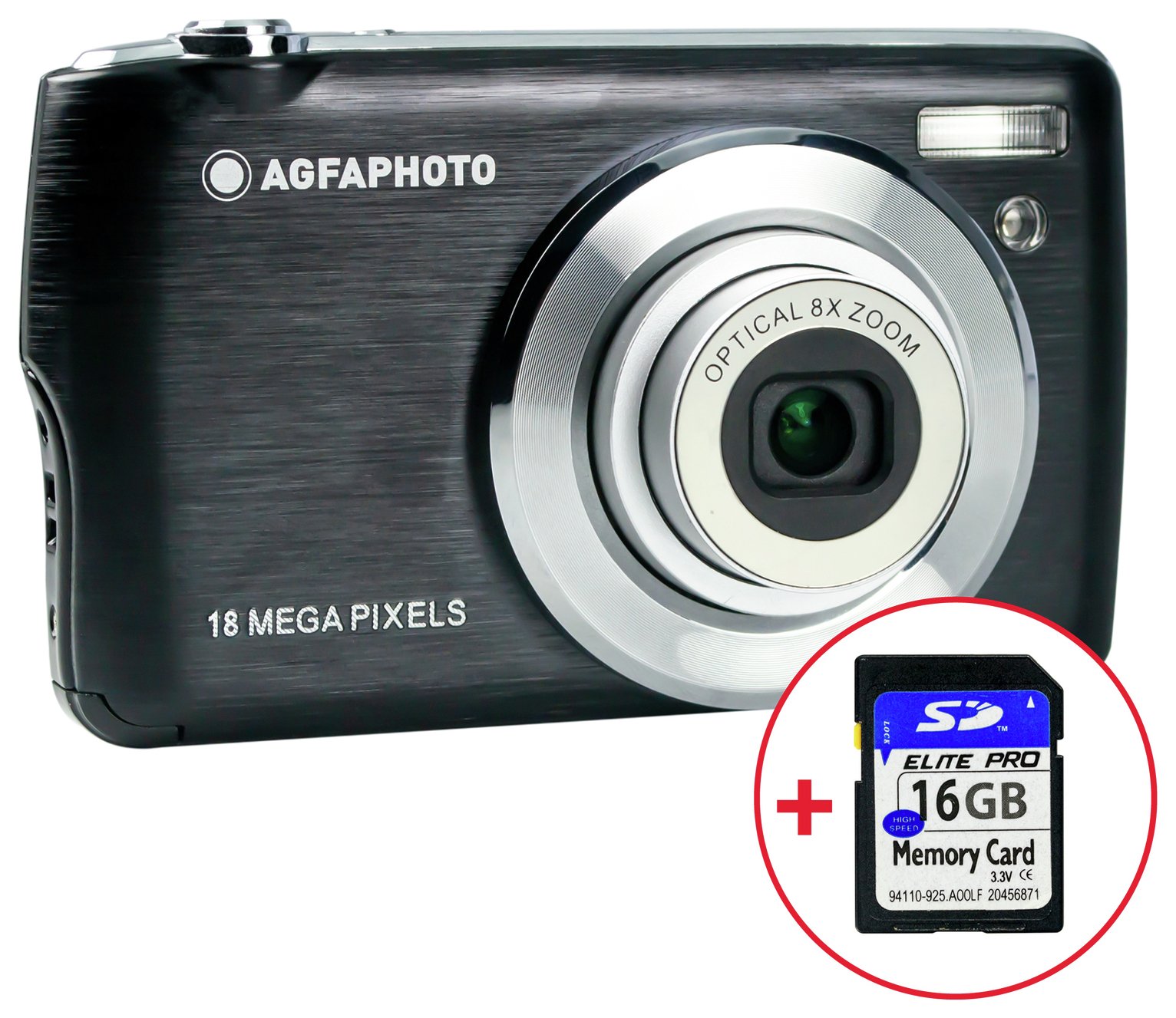 AGFAPHOTO DC8200 18MP 8x Zoom Compact Digital Camera - Black