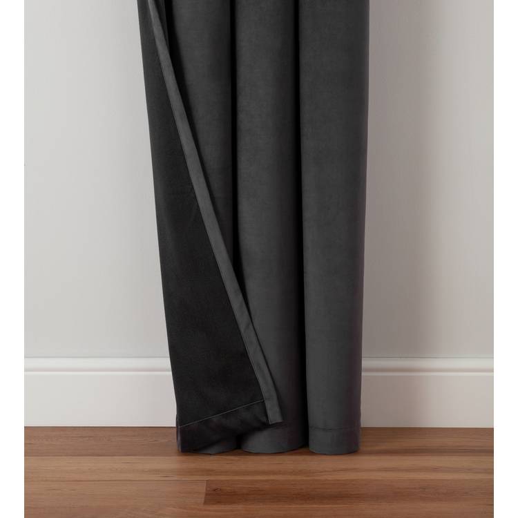 Habitat Plain Matt Velvet Eyelet Curtains - Grey 0