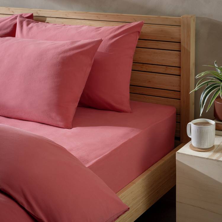 Habitat Washed Cotton Cinnamon Fitted Sheet - Double 0