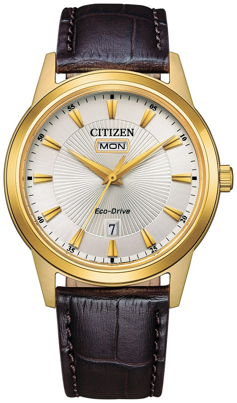 Citizen Men's Eco Drive Brown Leather Strap Watch