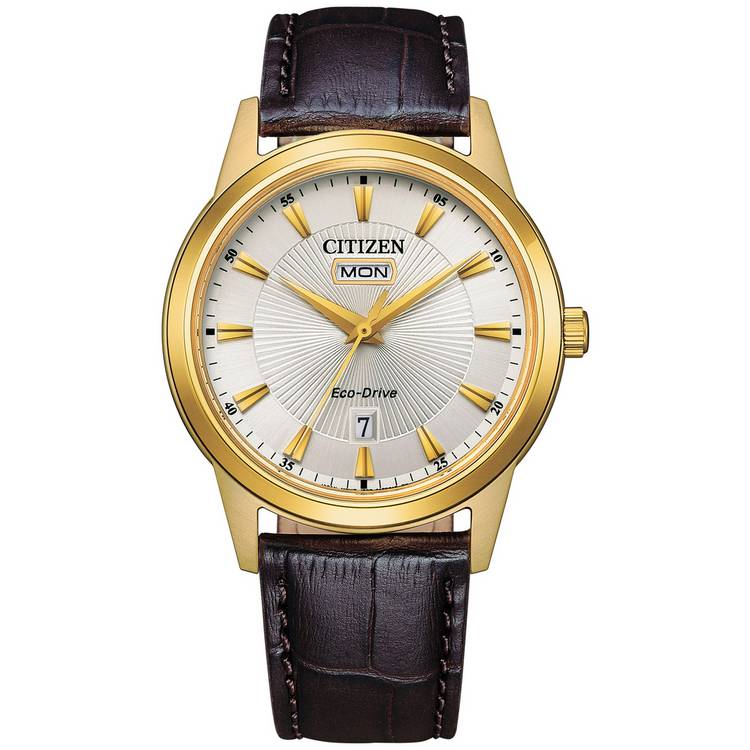 Citizen Men's Eco Drive Brown Leather Strap Watch 0