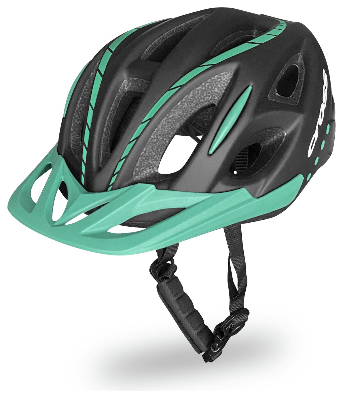 Cross Unisex Road Visor Bike Helmet-Black and Green, 58-62cm