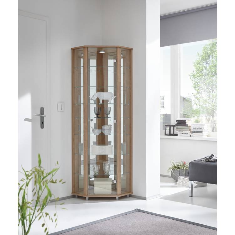 Argos Home 7 Shelf Glass Corner Display Cabinet - Oak 0