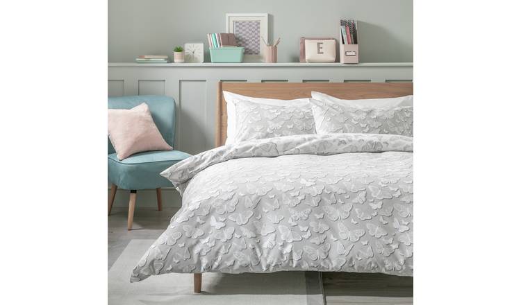 Argos Home Shadow Butterflies Grey Bedding Set - King size