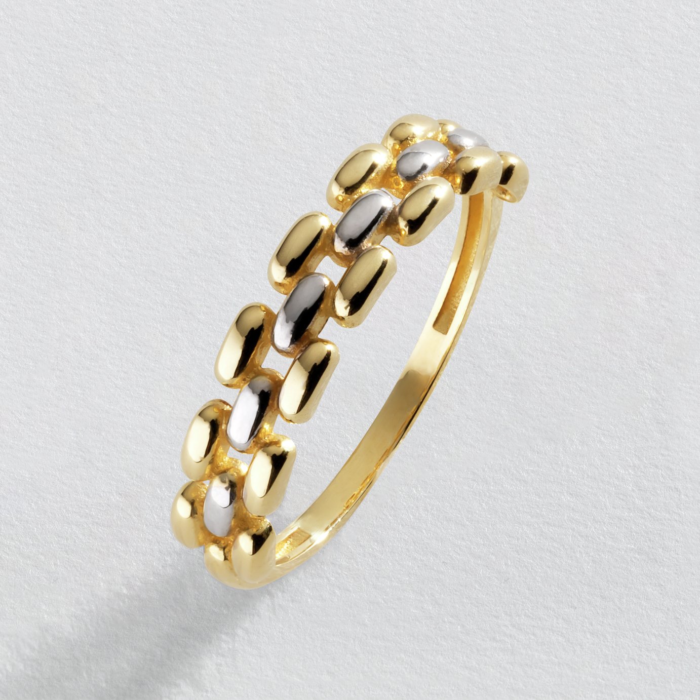 Revere 9ct White and Yellow Gold Chain Ring - O