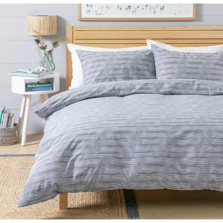 Habitat Stockholm Stripe Blue & White Bedding Set - Double 0