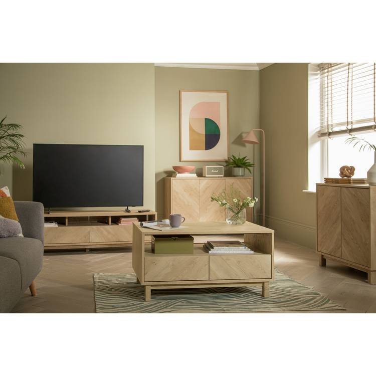 Habitat Fynn 2 Drawer TV Unit - Oak  0