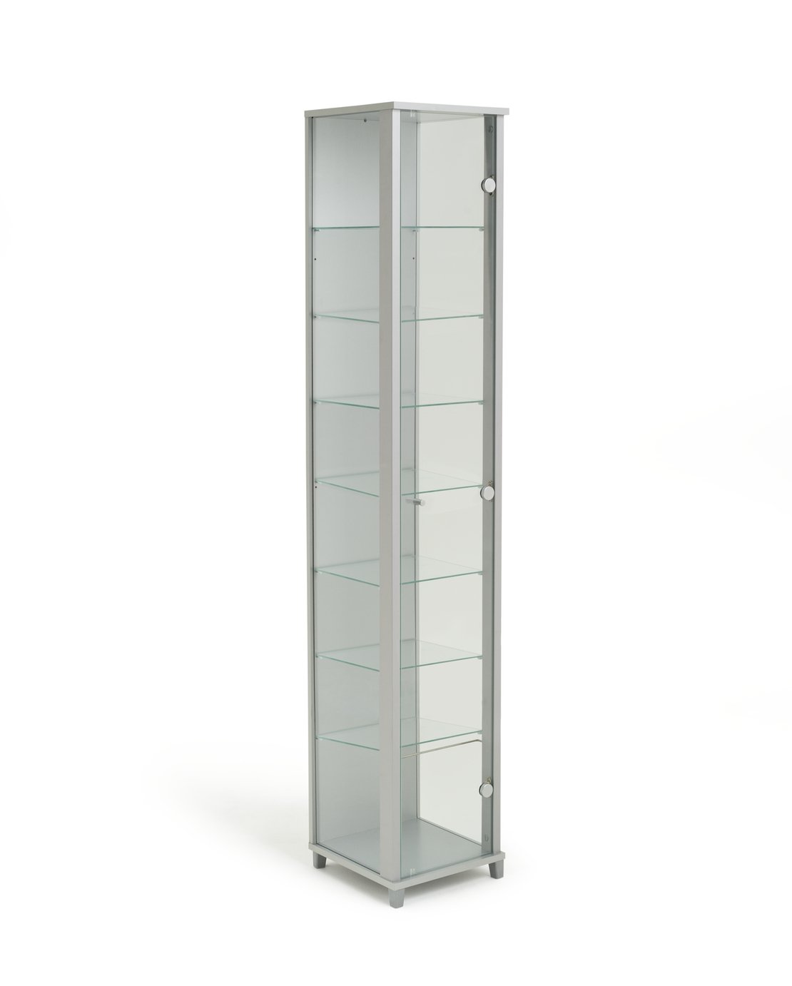 Argos Home 7 Shelf Glass Narrow Display Cabinet - Silver