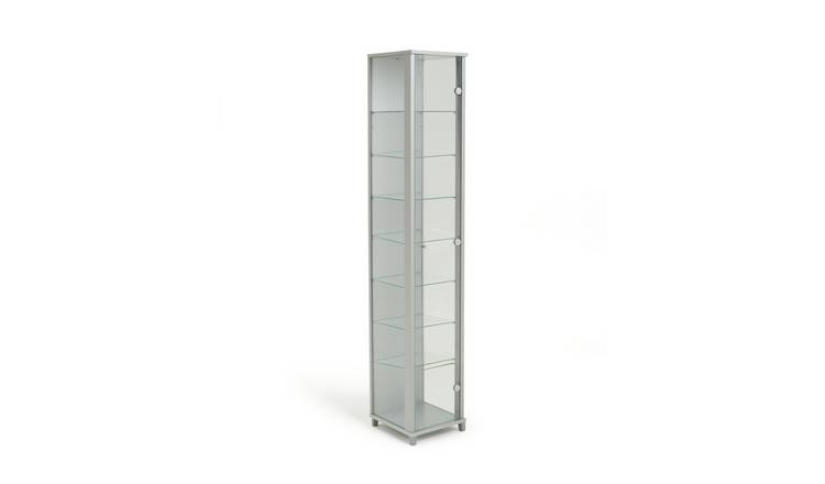 Tall narrow store glass display cabinet