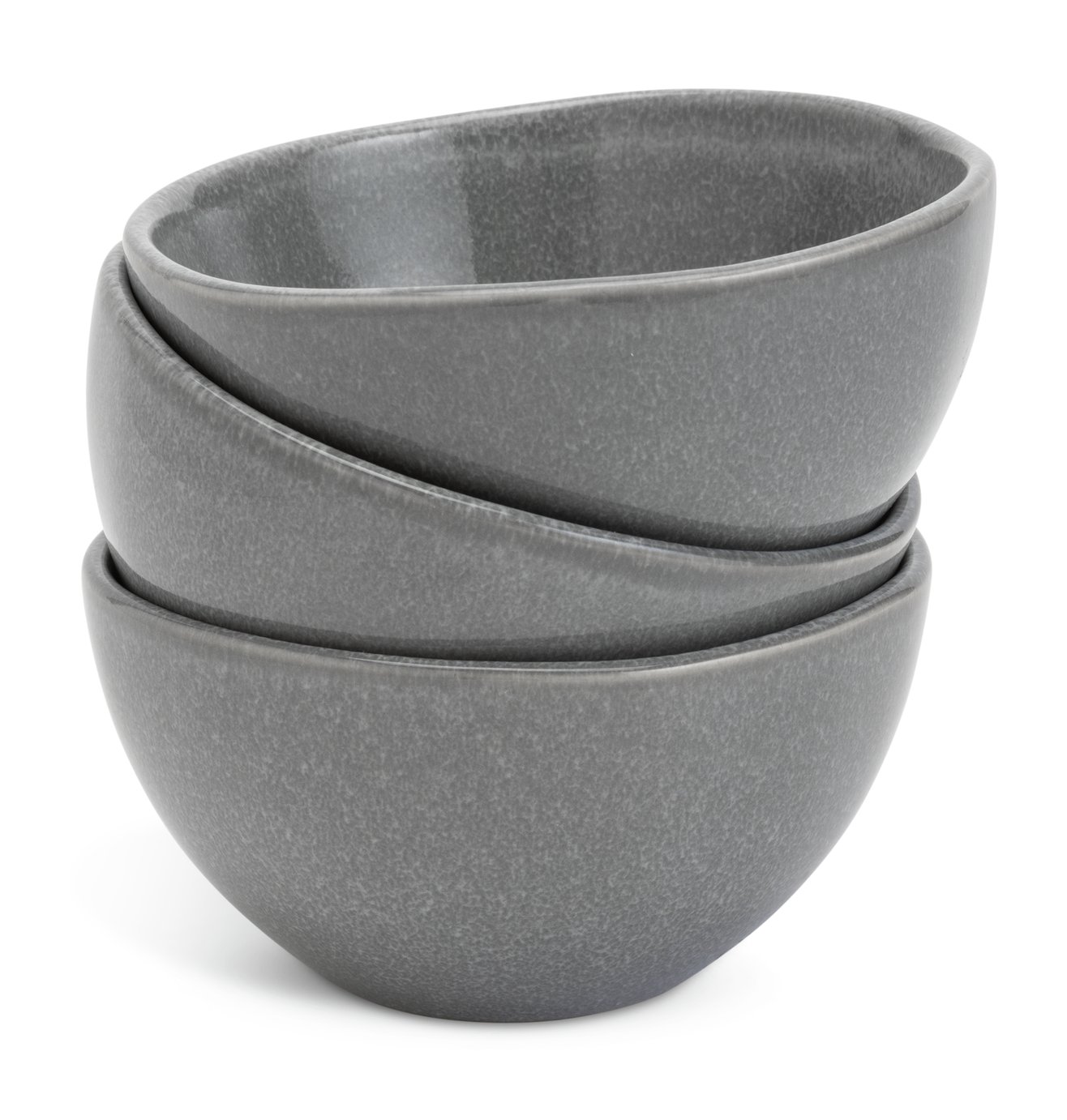 Habitat 3 Piece Stoneware Nibble Bowls - Grey Reactive