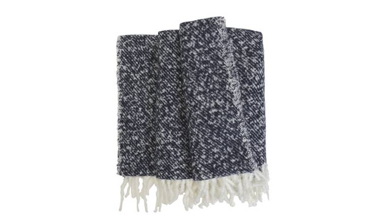 Habitat Faux Textured Mohair Throw - Navy - 125x150cm