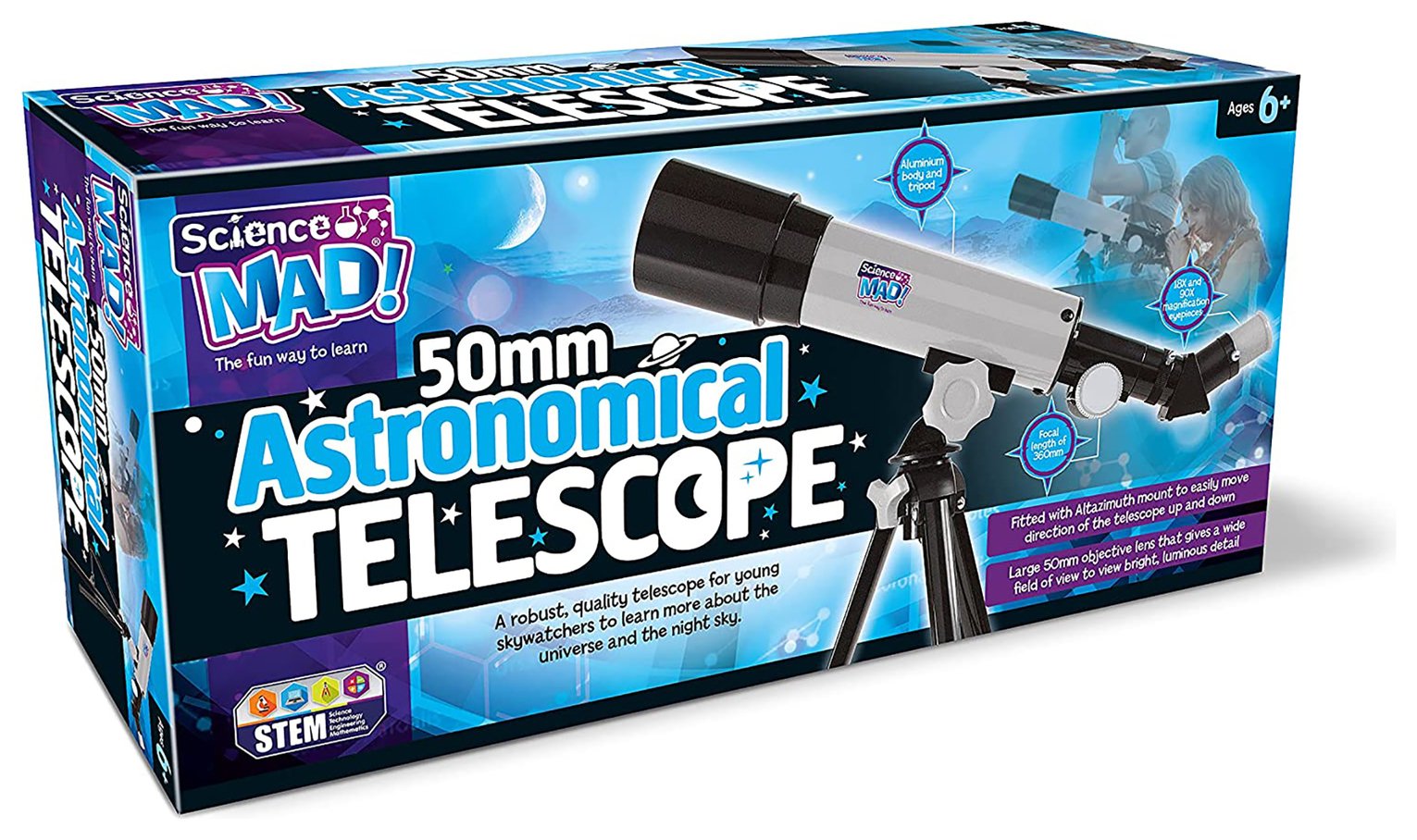 Science Mad 50mm Telescope with Tripod