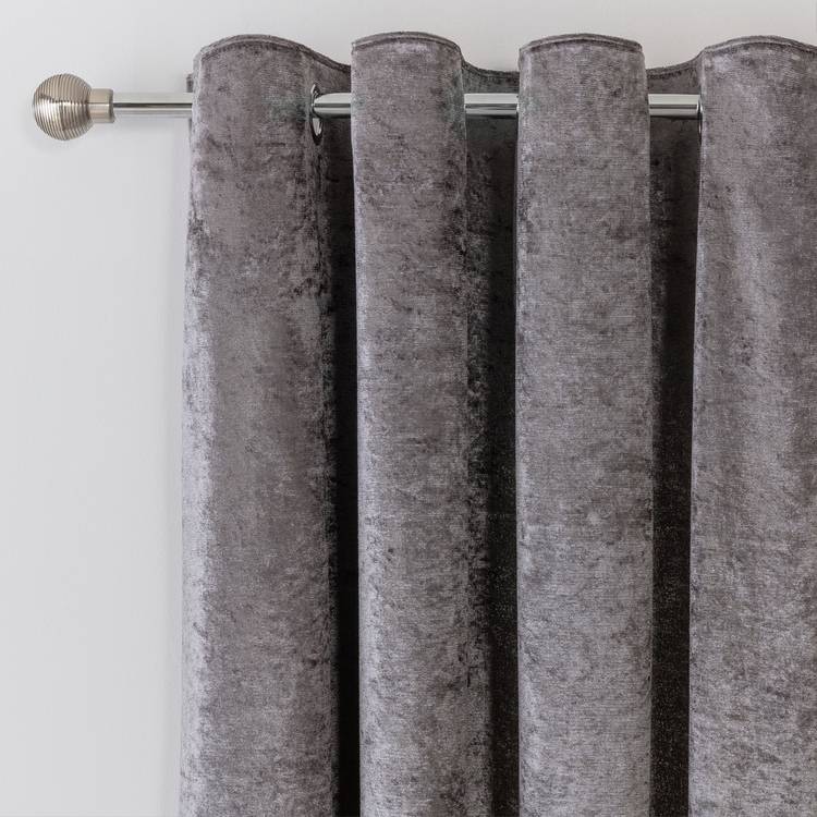 Argos Home Crushed Velvet  Lined Eyelet Curtains - Charcoal 0