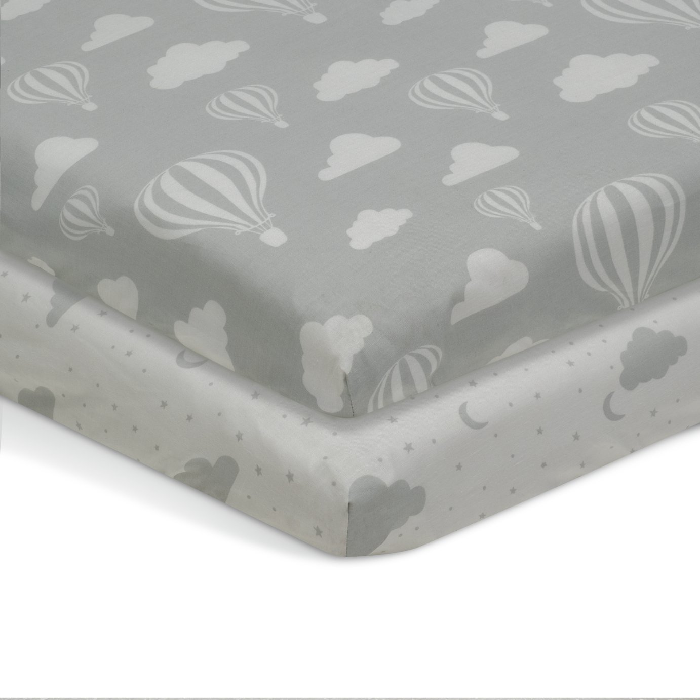 Habitat Balloon & Stars Twin Pack Nursery Fitted Sheet - Cot