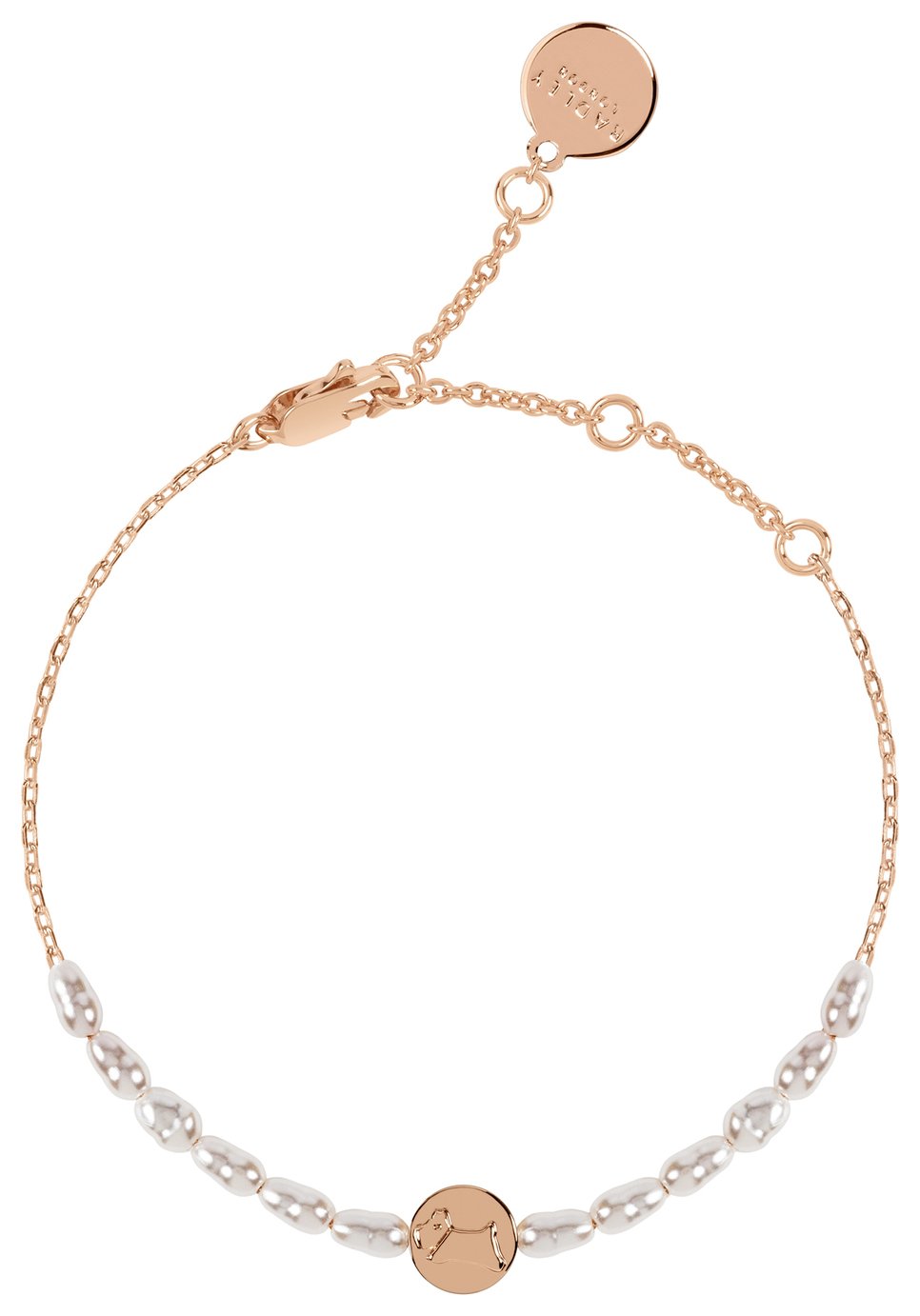 Radley 18ct Rose Gold Plated Pearl Dog Chain Bracelet