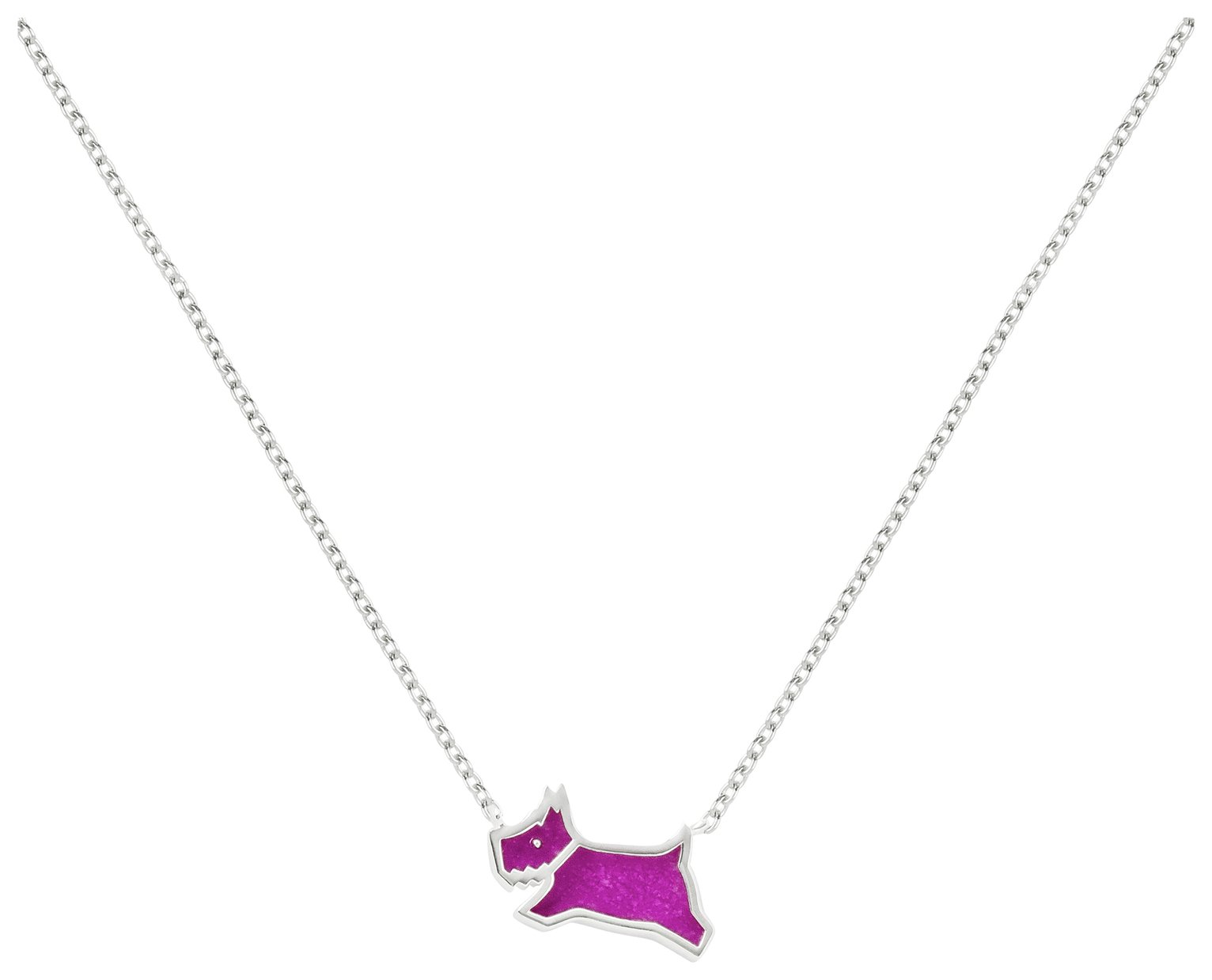 Radley Sterling Silver Pink Jumping Dog Chain Necklace