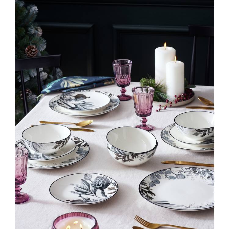 Habitat Monochrome 12 Piece Fine China Dinner set - Grey 0