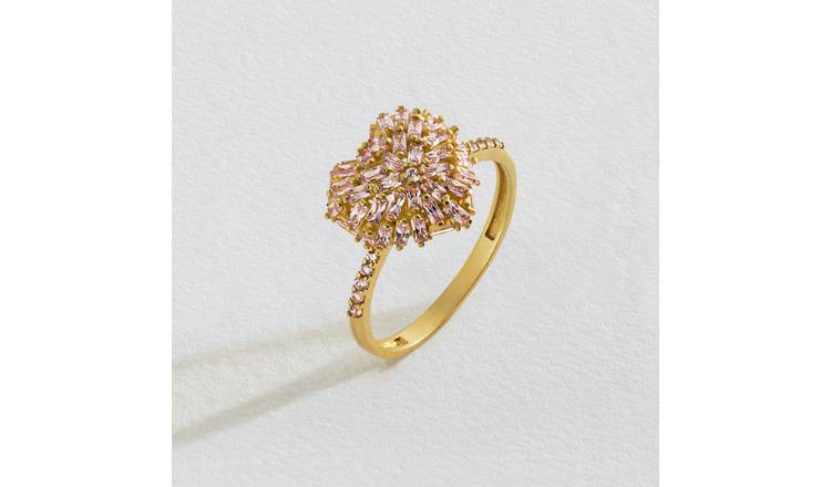 Revere 9ct Rose Gold Pink Cubic Zirconia Heart Ring - T
