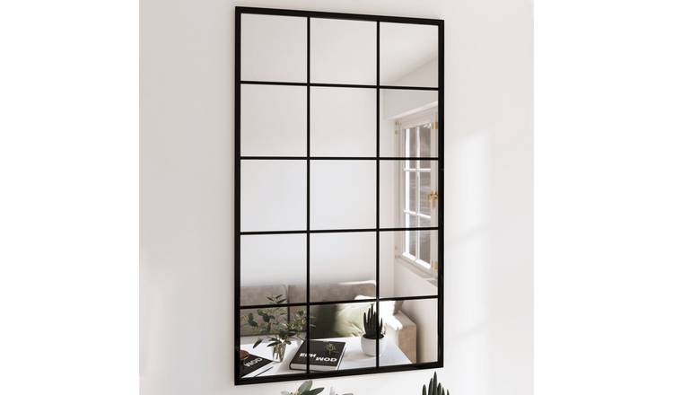 Walplus Pack of 6 Glass Wall Mirror - Black - 100 x 60 cm
