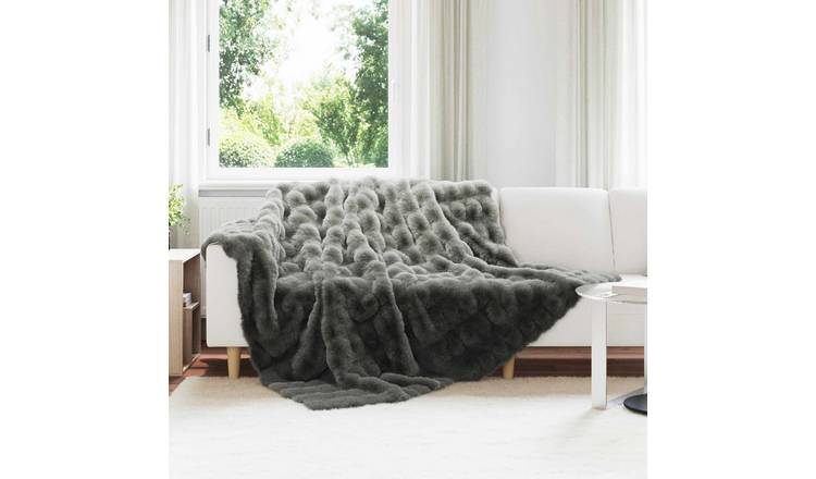 Walplus 5.23 kg Faux Fur Blanket - Dark Grey - 220 x 240 cm