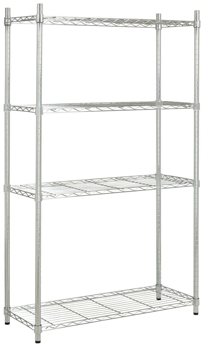 Argos Home Heavy Duty 4 Tier Metal Shelving Unit - Chrome