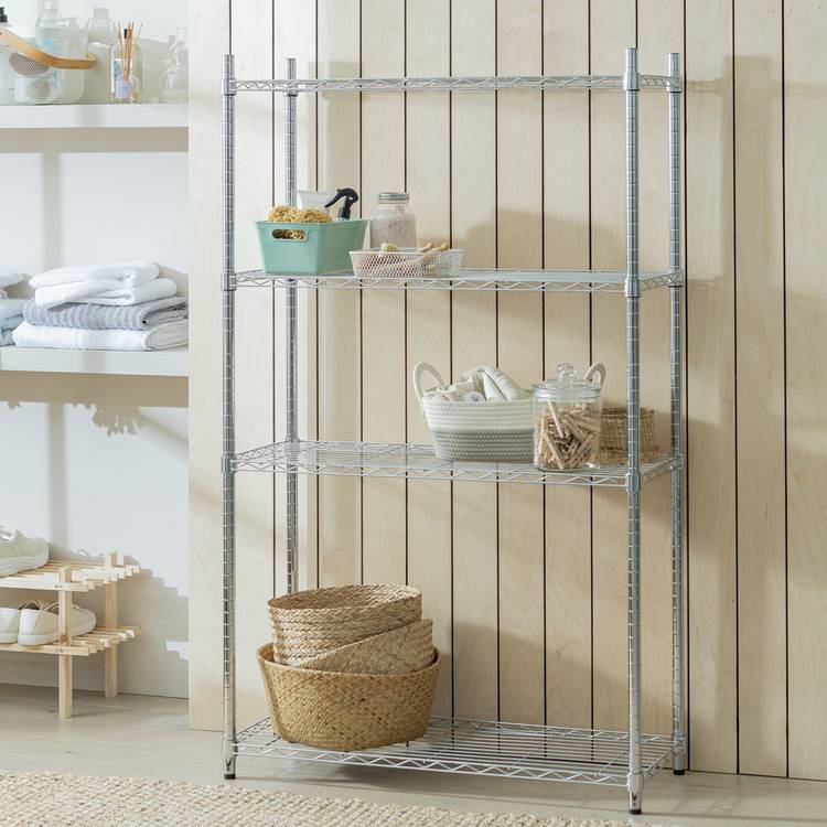 Argos Home Metal Wide Shelving Unit - Chrome 0