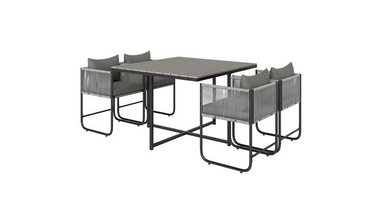 Outsunny 4 Seater Rattan Furniture Set with Cushions - Grey