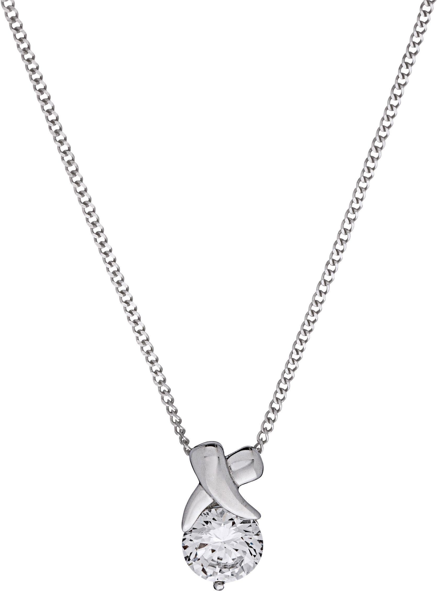 Revere Platinum Plated Silver Cubic Zirconia Kiss Pendant