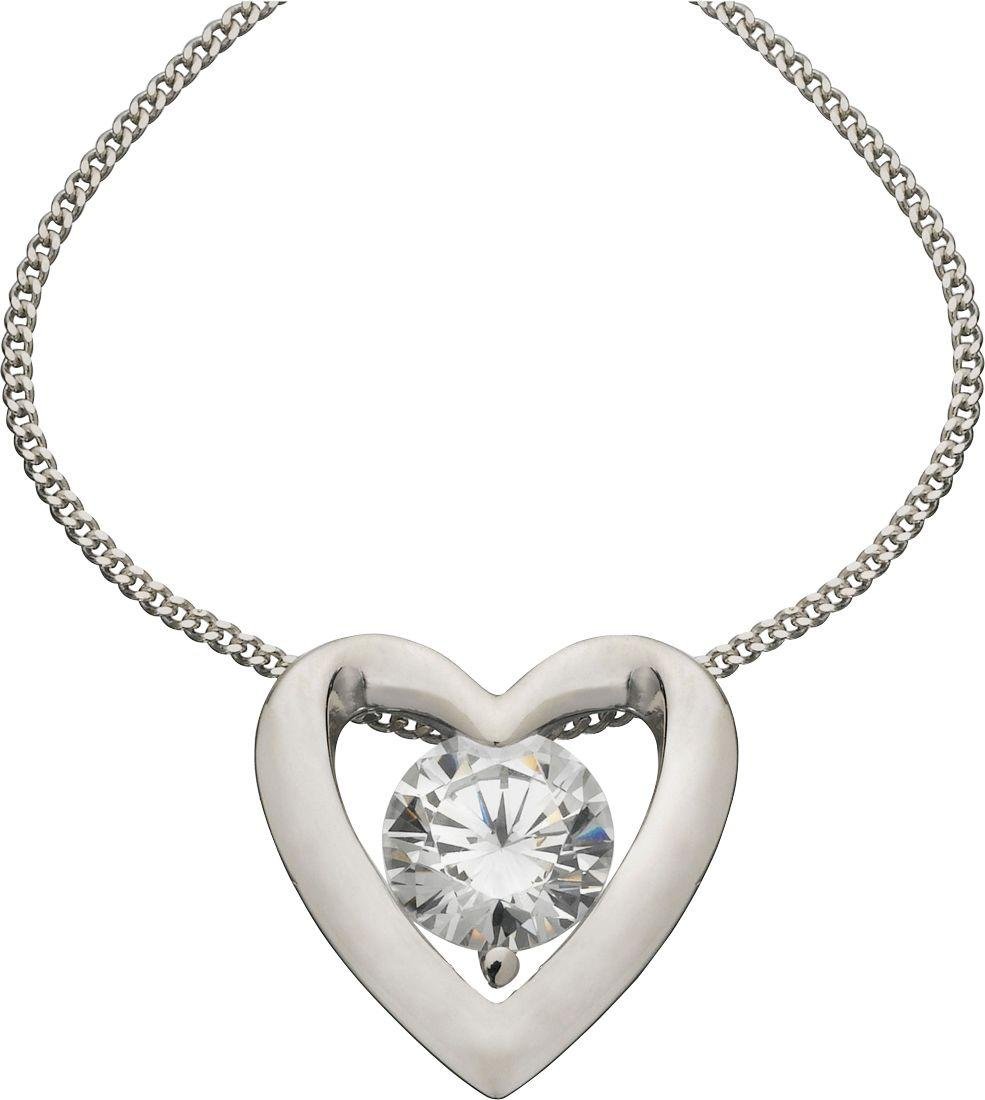 Revere Platinum Plated Silver Heart Pendant 18 Inch Necklace