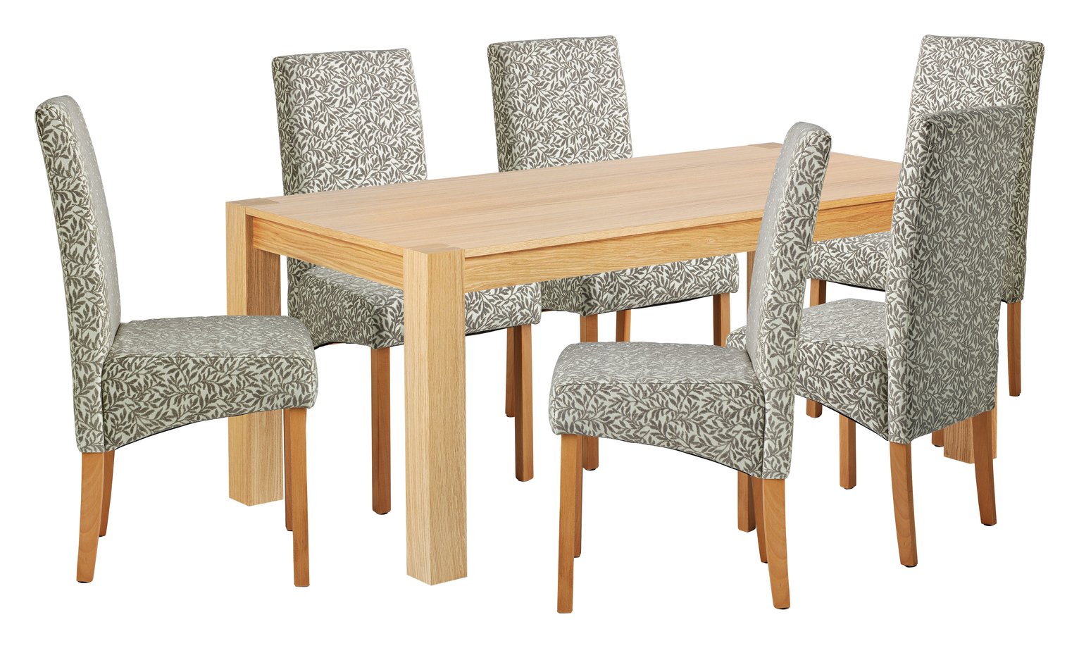 Argos Home Alston Oak Veneer Table & 6 Chairs - Floral