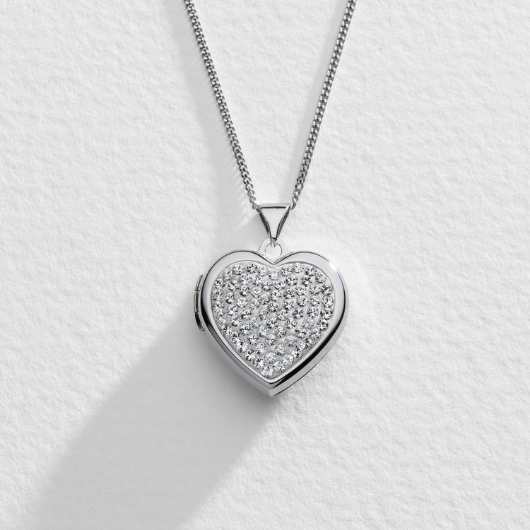 Moon & Back Silver Heart Photo Locket  Pendant Necklace 0