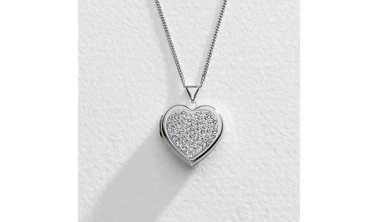 Moon & Back Silver Heart Photo Locket  Pendant Necklace