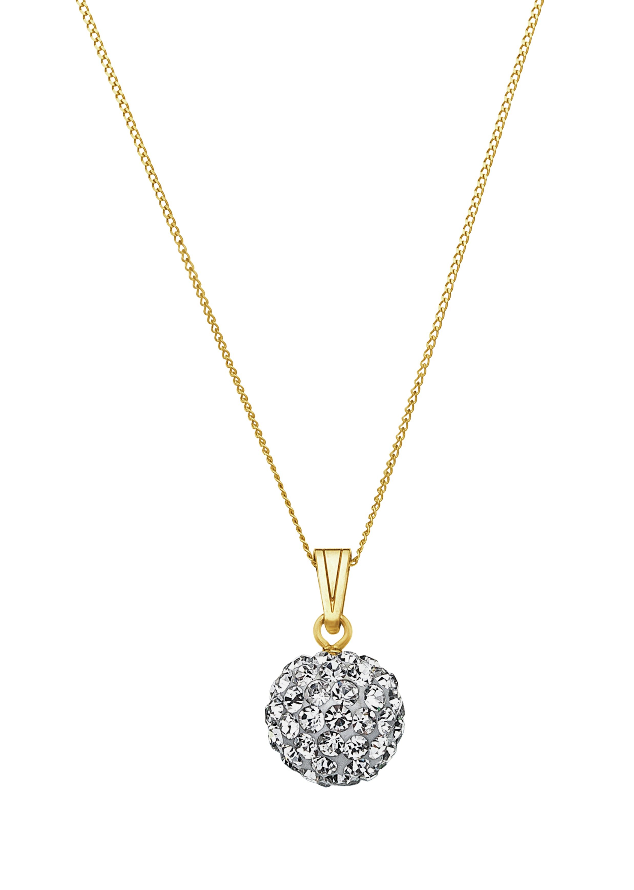 Revere 9ct Yellow Gold Crystal Glitter Ball Pendant