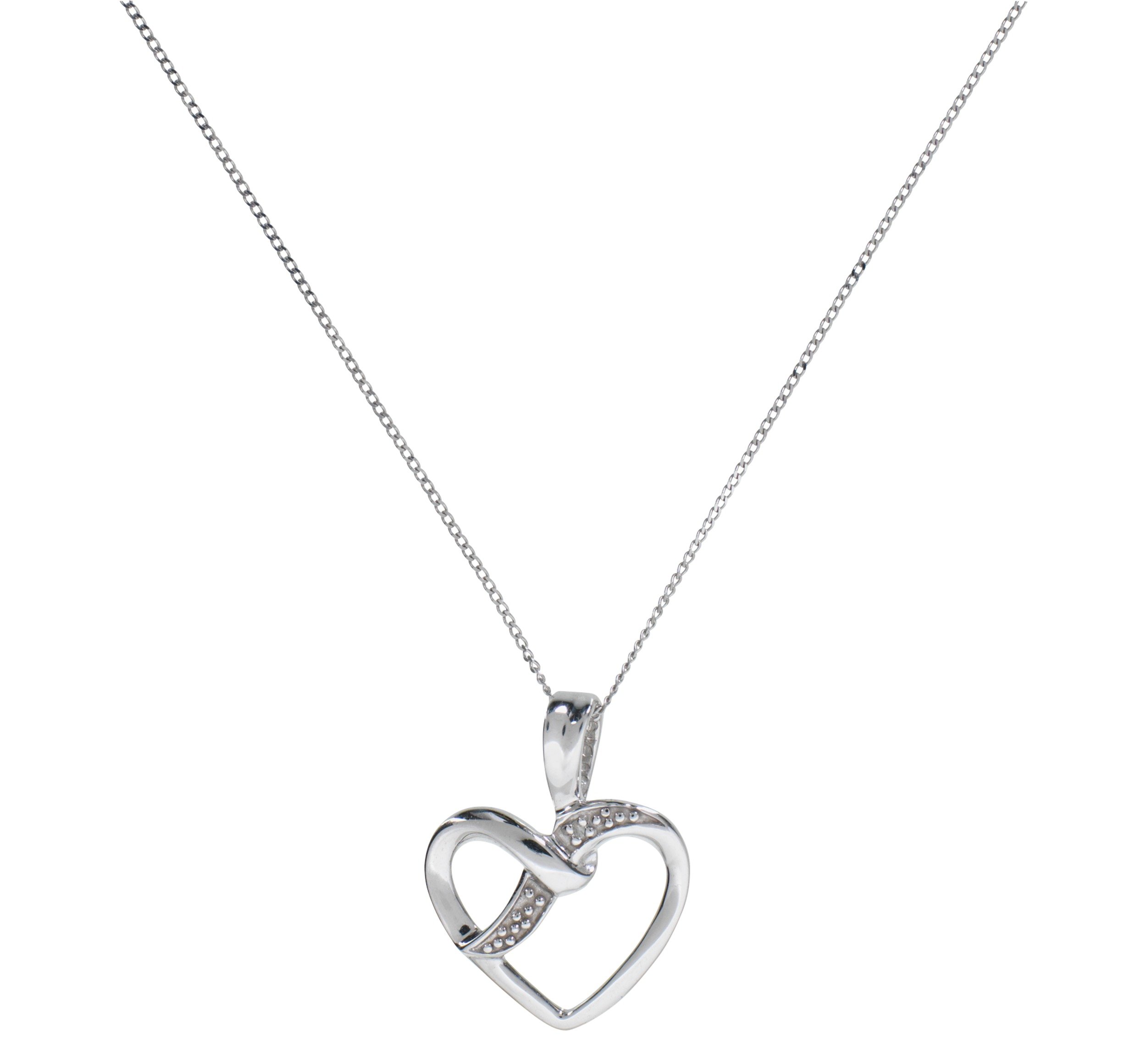 Revere 9ct White Gold Diamond Heart Pendant Necklace