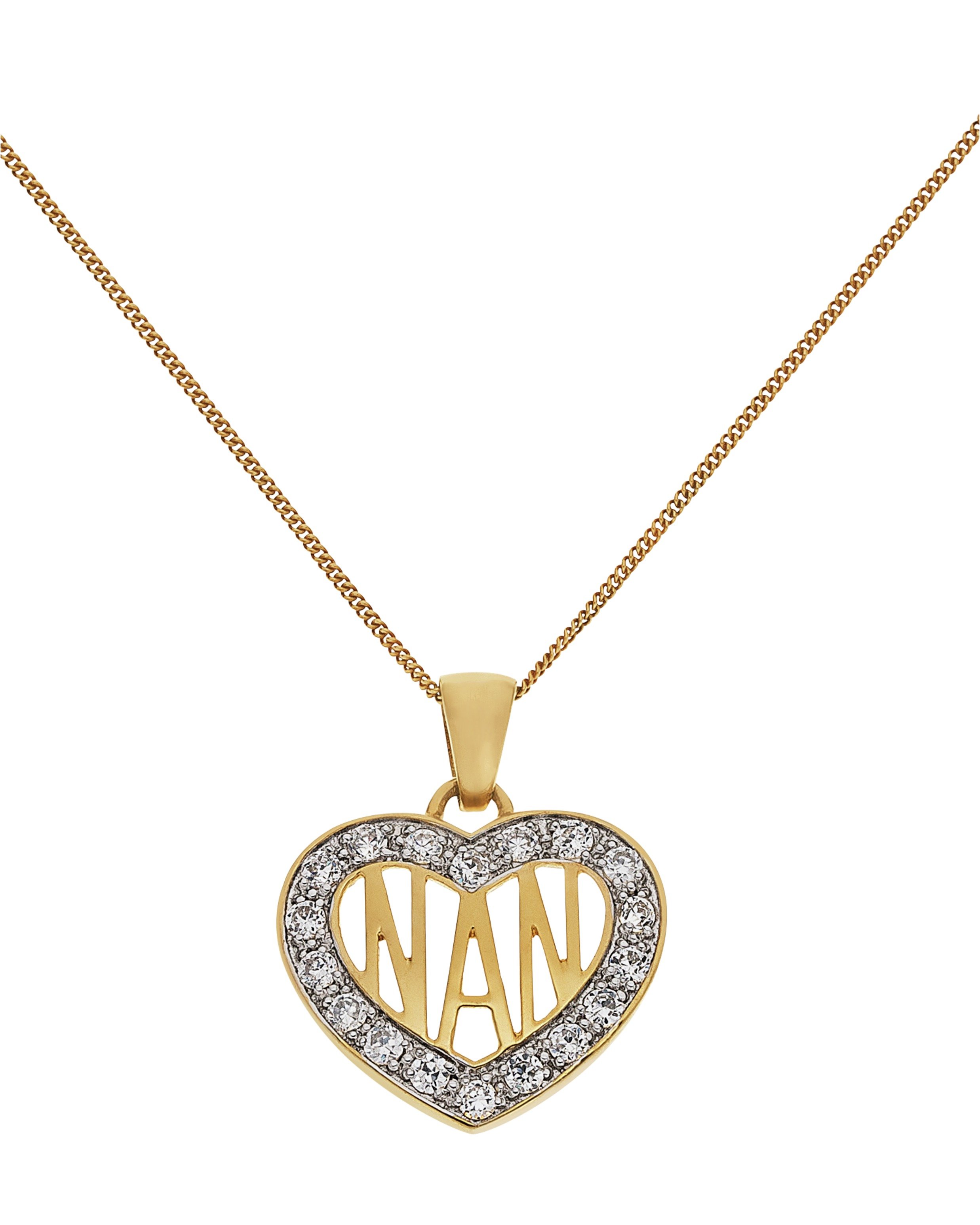 Moon & Back Silver Heart 'Nan'  Pendant 18 Inch Necklace