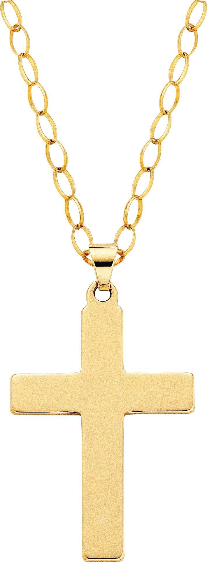 Revere 9ct Gold Chain Link Cross Pendant 22 Inch Necklace