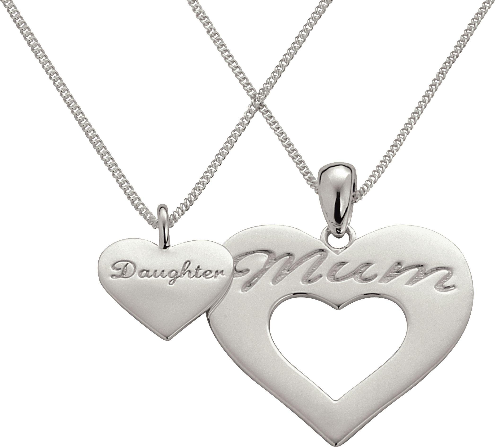 Moon & Back Mum & Daughter Pendant 16 & 18 Inch Necklaces