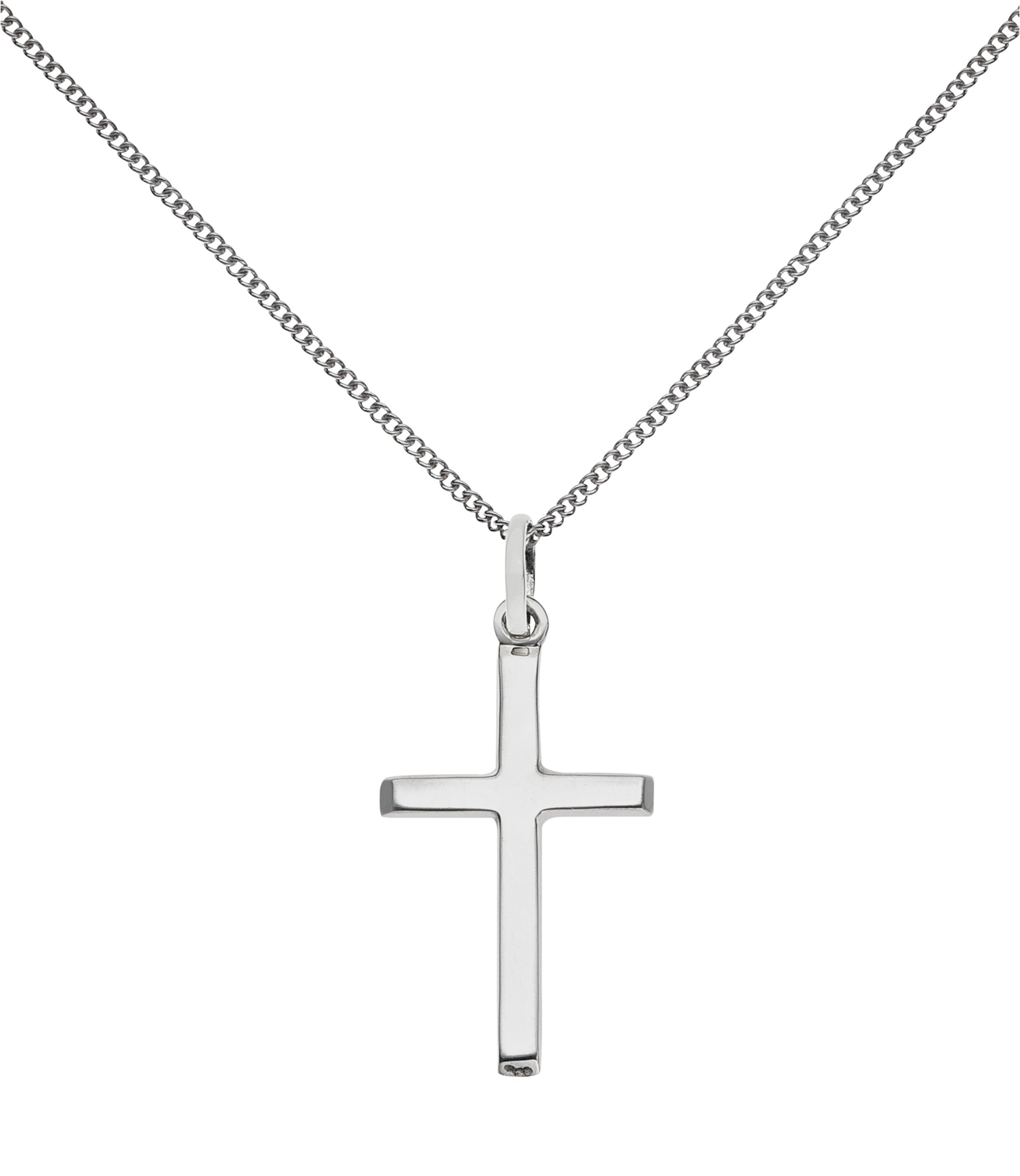 Revere Sterling Silver Plain Cross Pendant 18 Inch Necklace