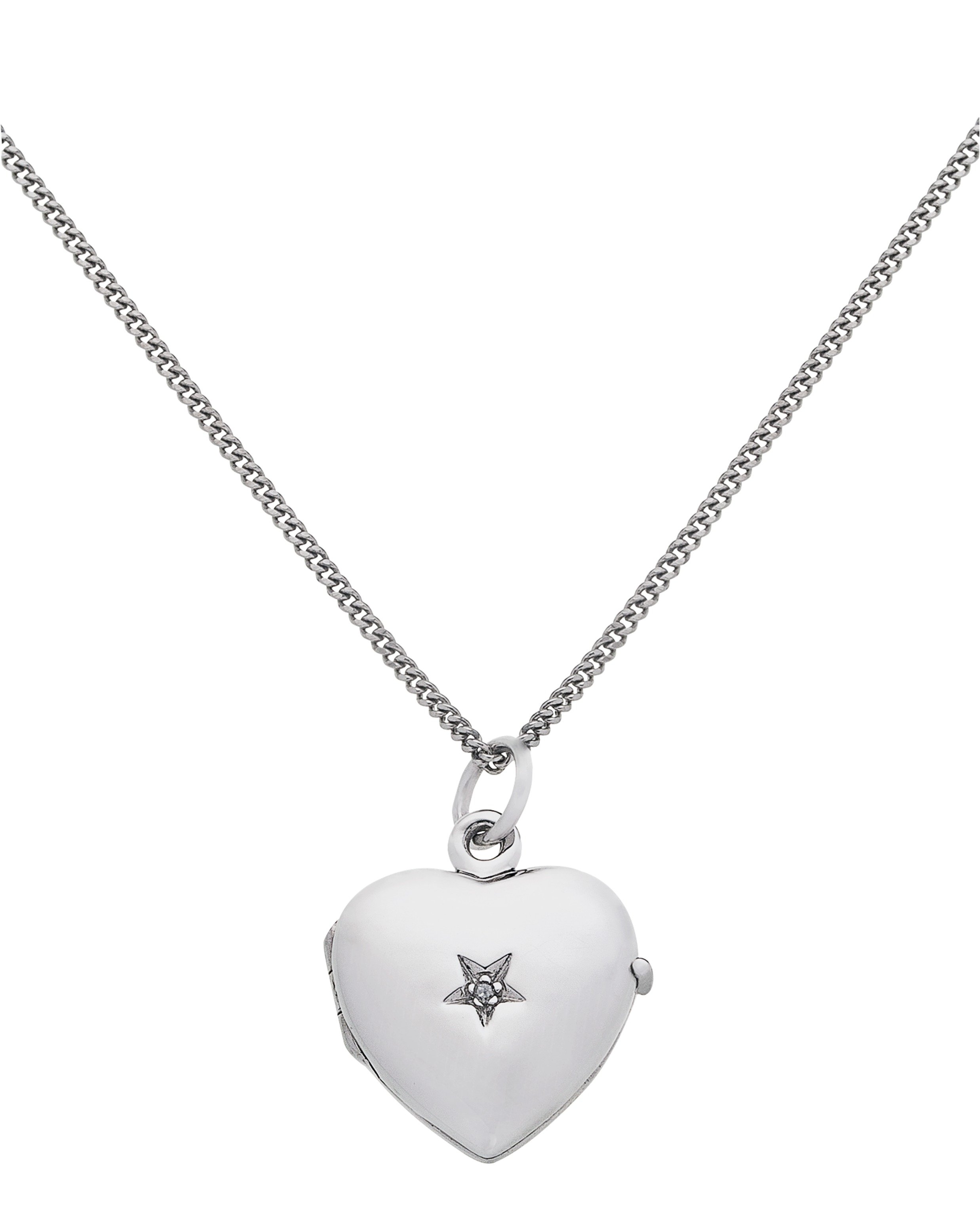 Moon & Back Silver Diamond Accent Heart 2 Photo Locket