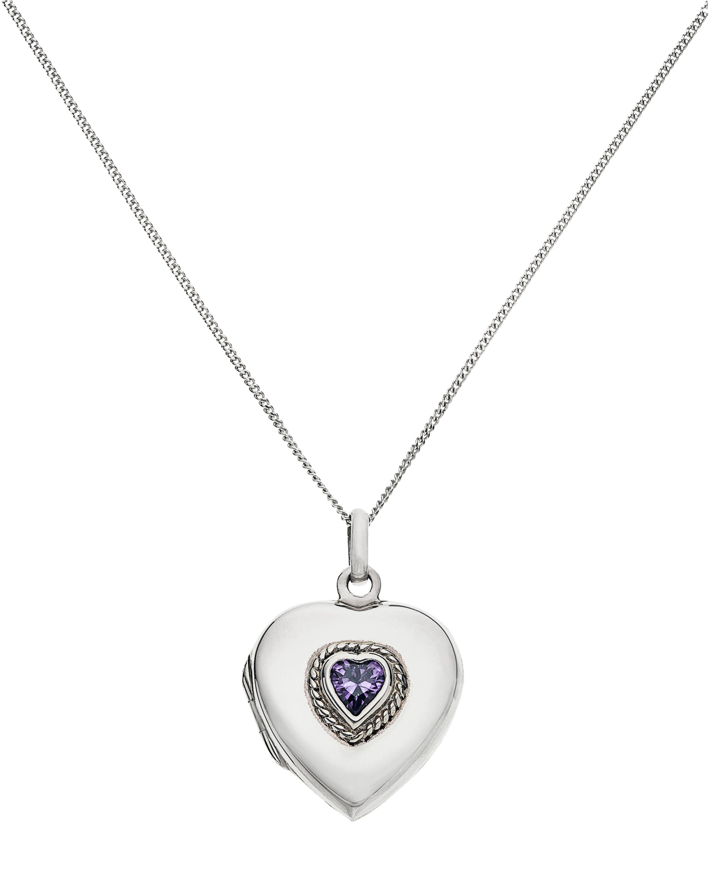 Silver Amethyst Cubic Zirconia Heart Locket Pendant. review