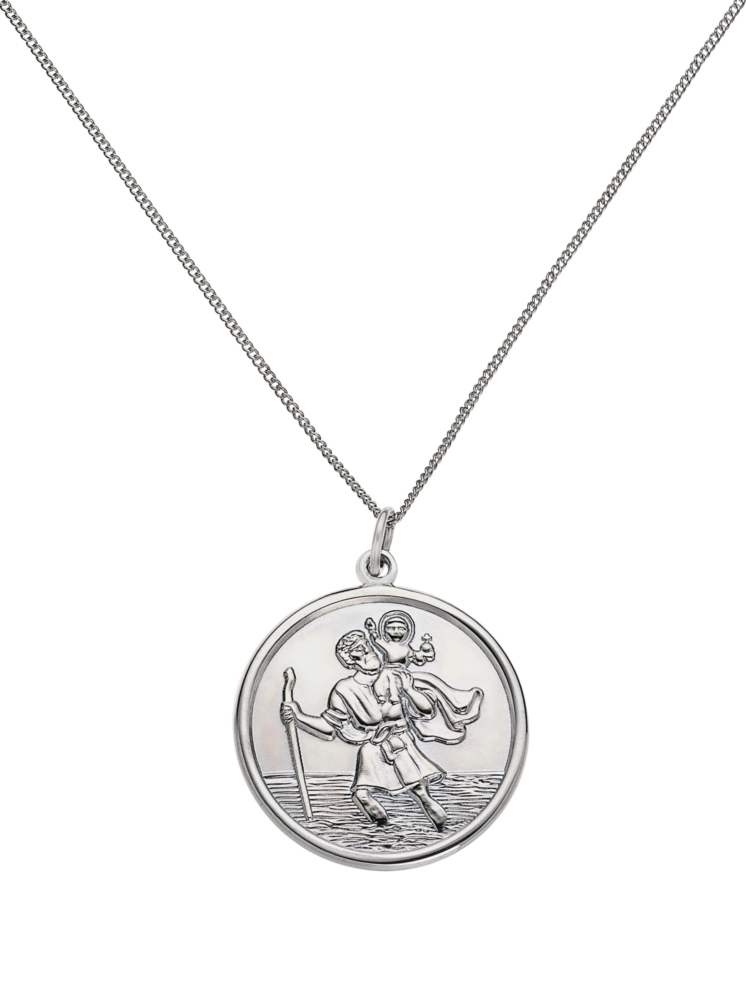 Revere Silver St. Christopher Pendant 18 Inch Necklace