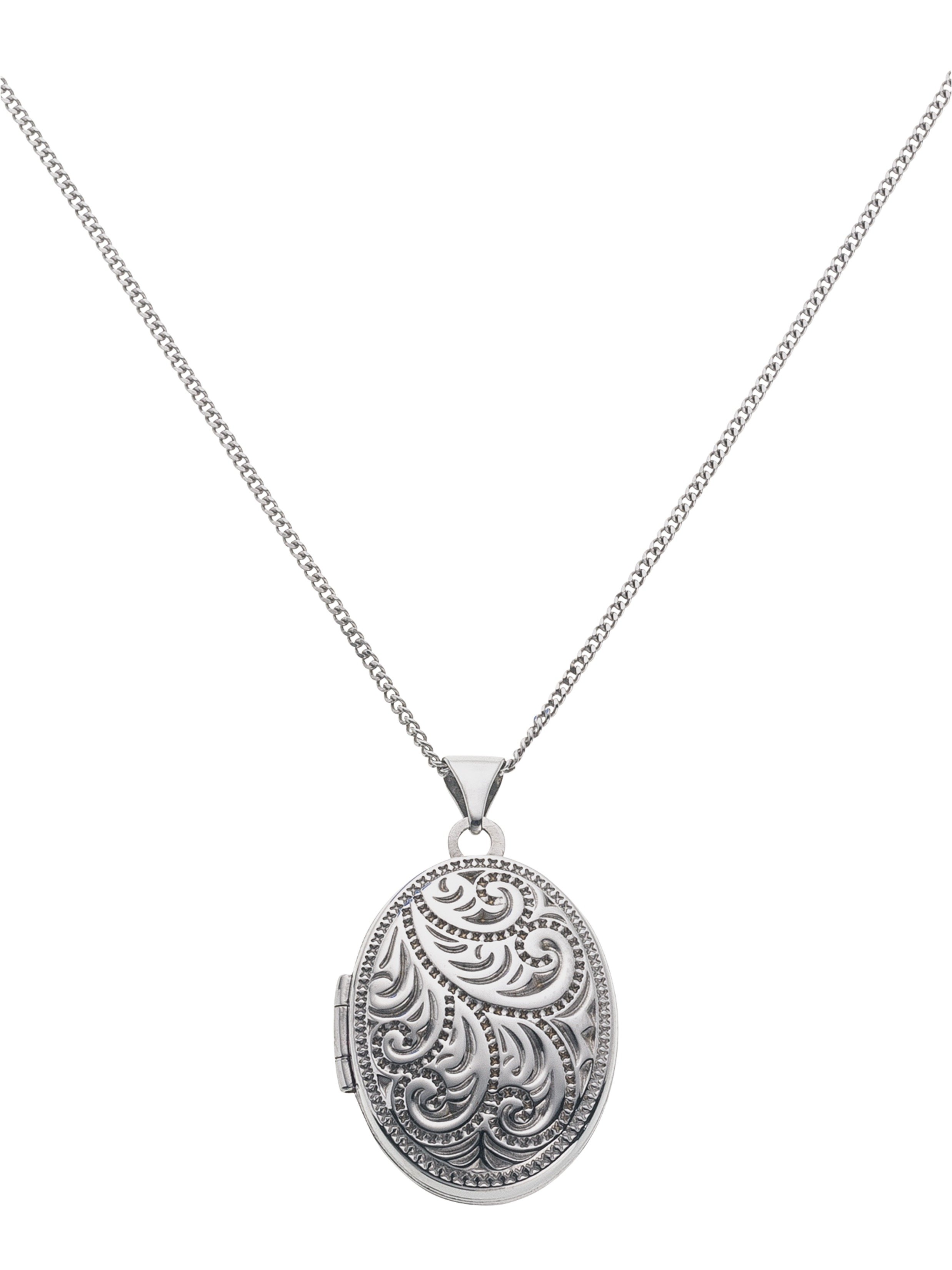 Moon & Back Silver Oval 4 Photo Locket  Pendant Necklace