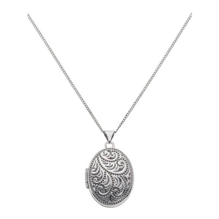 Moon & Back Silver Oval 4 Photo Locket  Pendant Necklace 0
