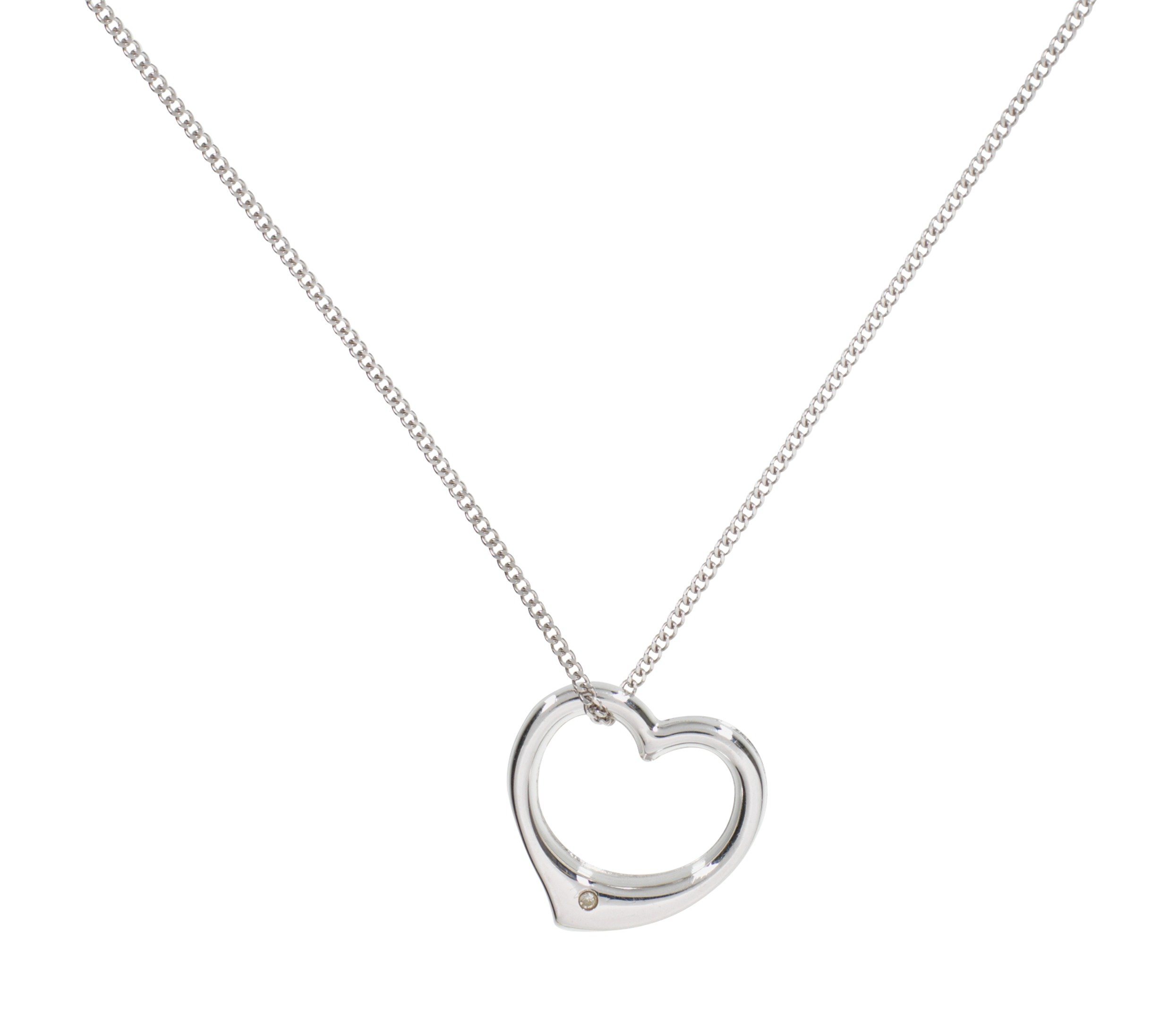 Revere Silver Diamond Accent Heart Pendant Necklace