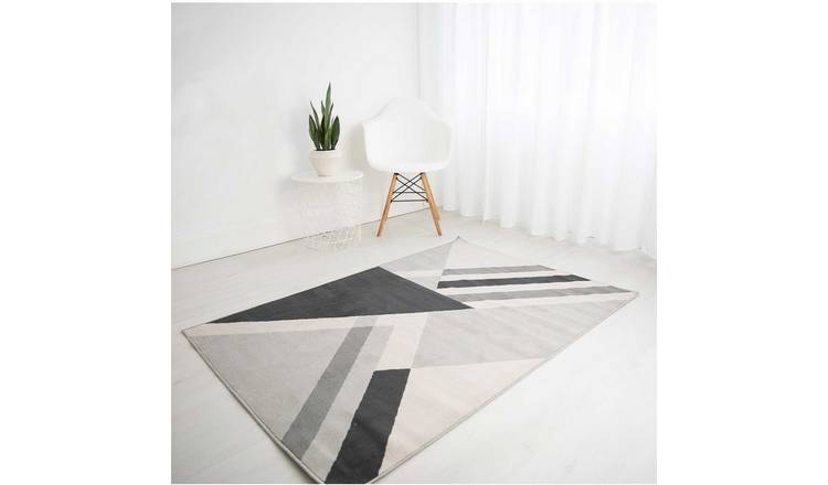 Mega Flooring Grey Modern Geometric Rug - 80 x 150cm