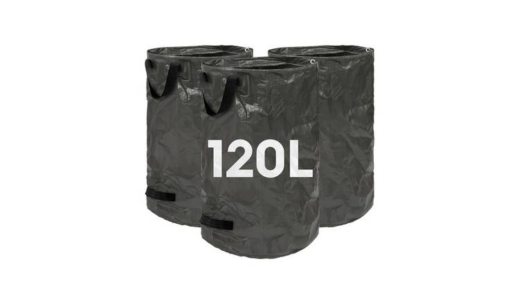 Harbour Housewares Heavy-Duty Garden Waste Bags - 120L - Black - Pack of 3